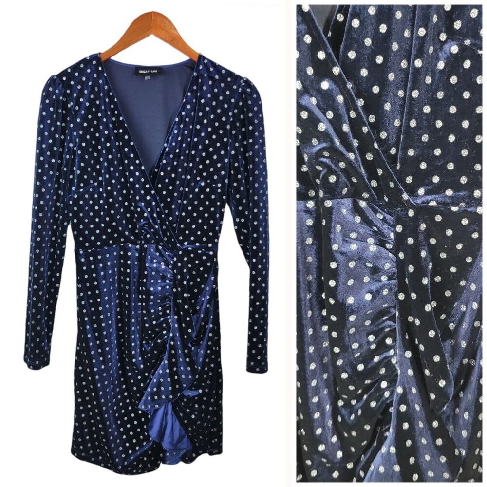 NEW Velvet Sparkle Mini Dress Size Small Special Event Prom Club Navy Blue